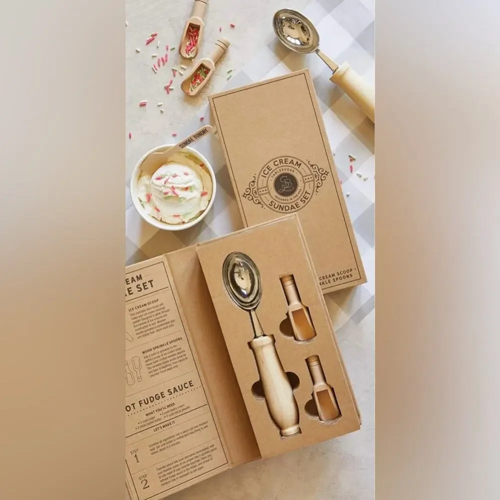 NIB! Santa Barbara Design Studio Ice Cream Sundae Gift Set Gift Box, 3-Pieces